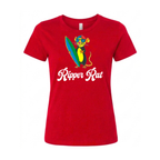 Black Surf Rat Lg. Logo Front w/ White Text Red Tee - Women