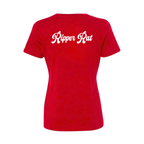 Black Surf Rat Lg. Logo Front w/ White Text Red Tee - Women