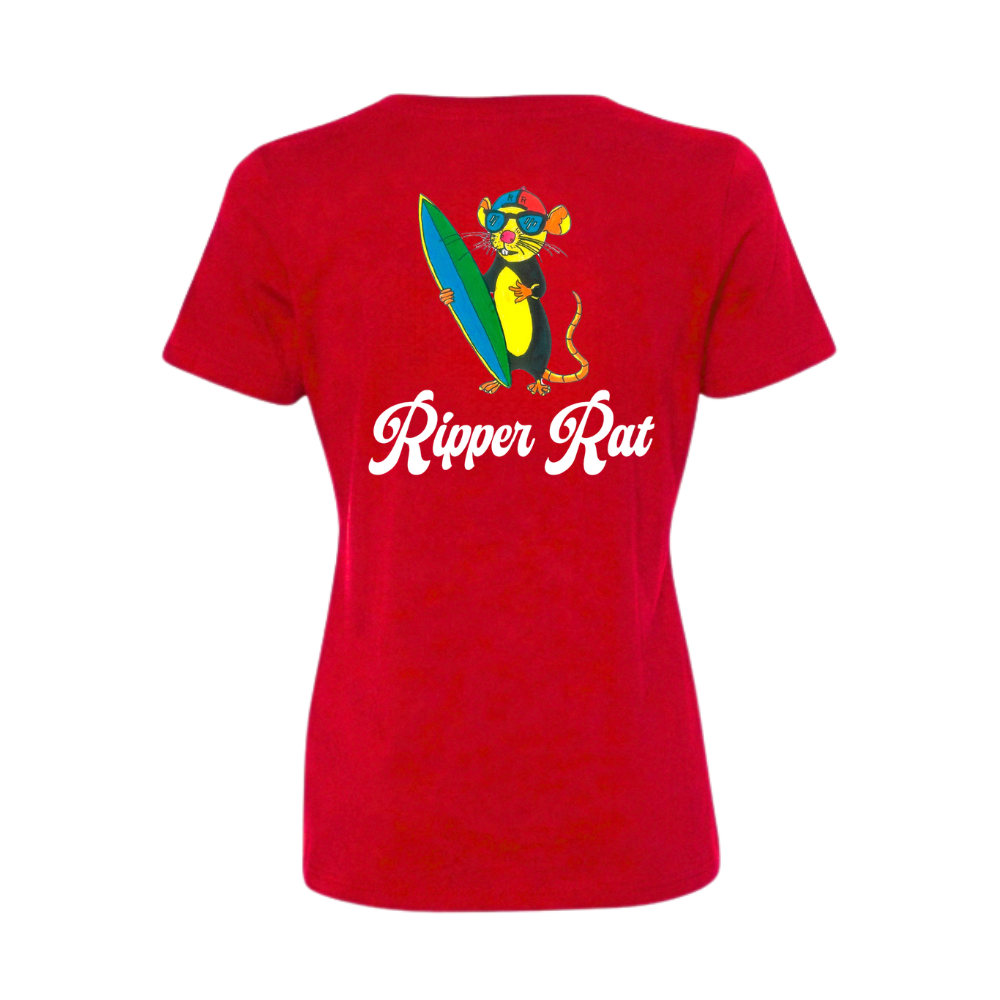 Ripper Rat Surfer Red Tee - Women