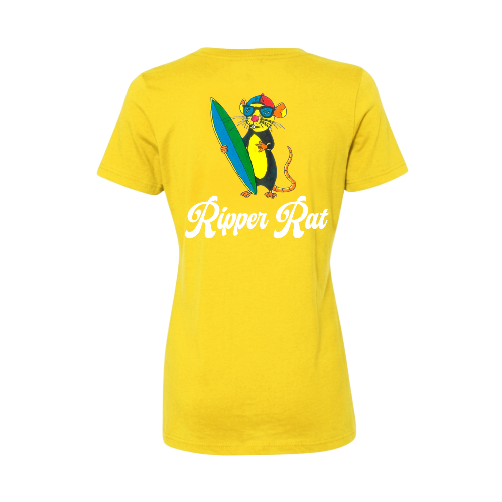 Ripper Rat Surfer Yellow Tee- Women