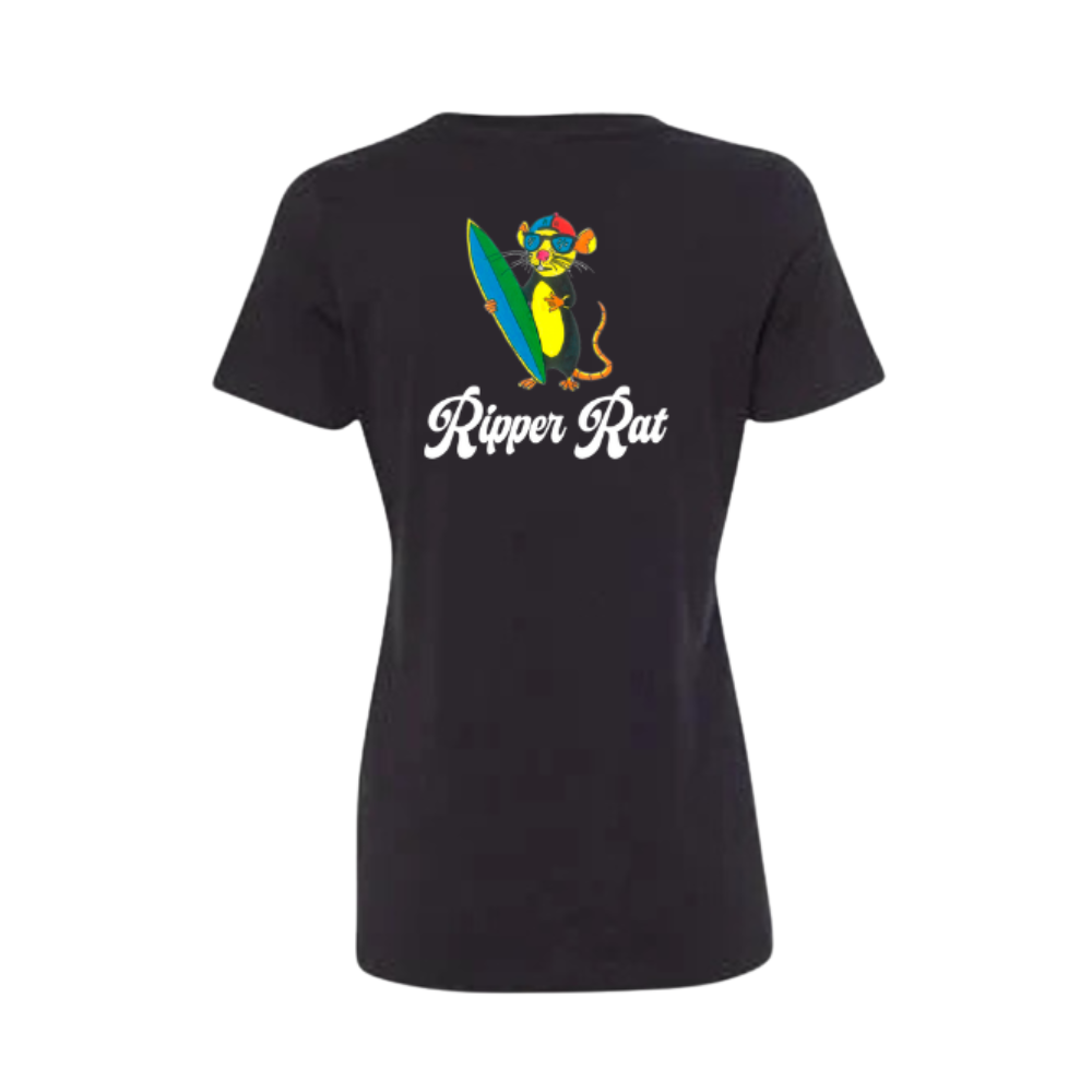 Ripper Rat Surfer Black Tee - Women