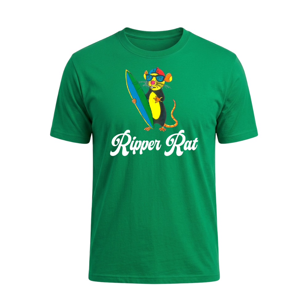 Ripper Rat Surfer Green Tee - Men
