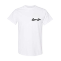 Black Text Only Front Lg. Black Surf Rat w/ Black Text Back White Tee - Men