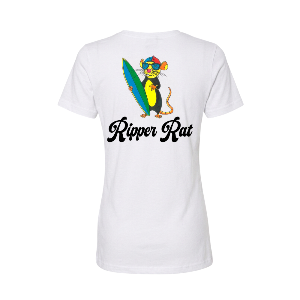 Ripper Rat Surfer White Tee - Women