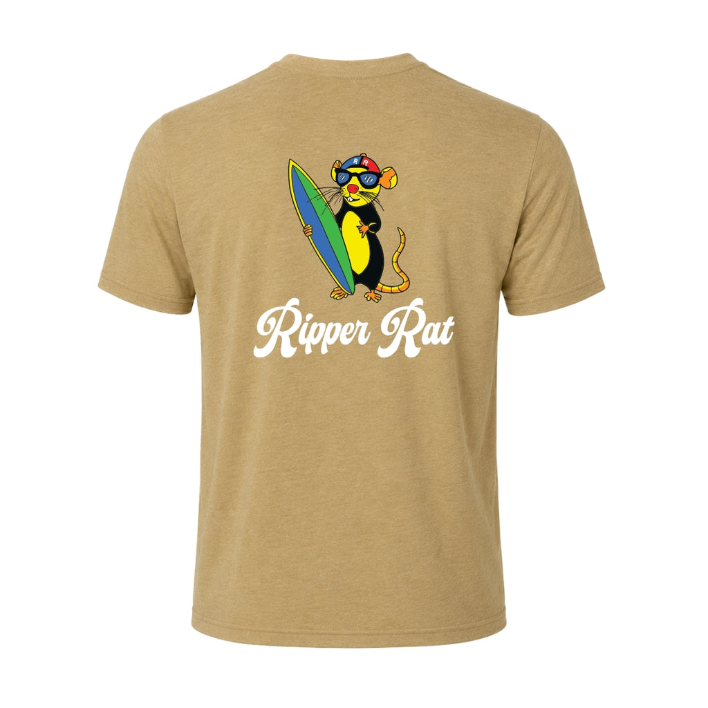 Black Surf Rat Brown Sugar Tee w/ White Text- Men