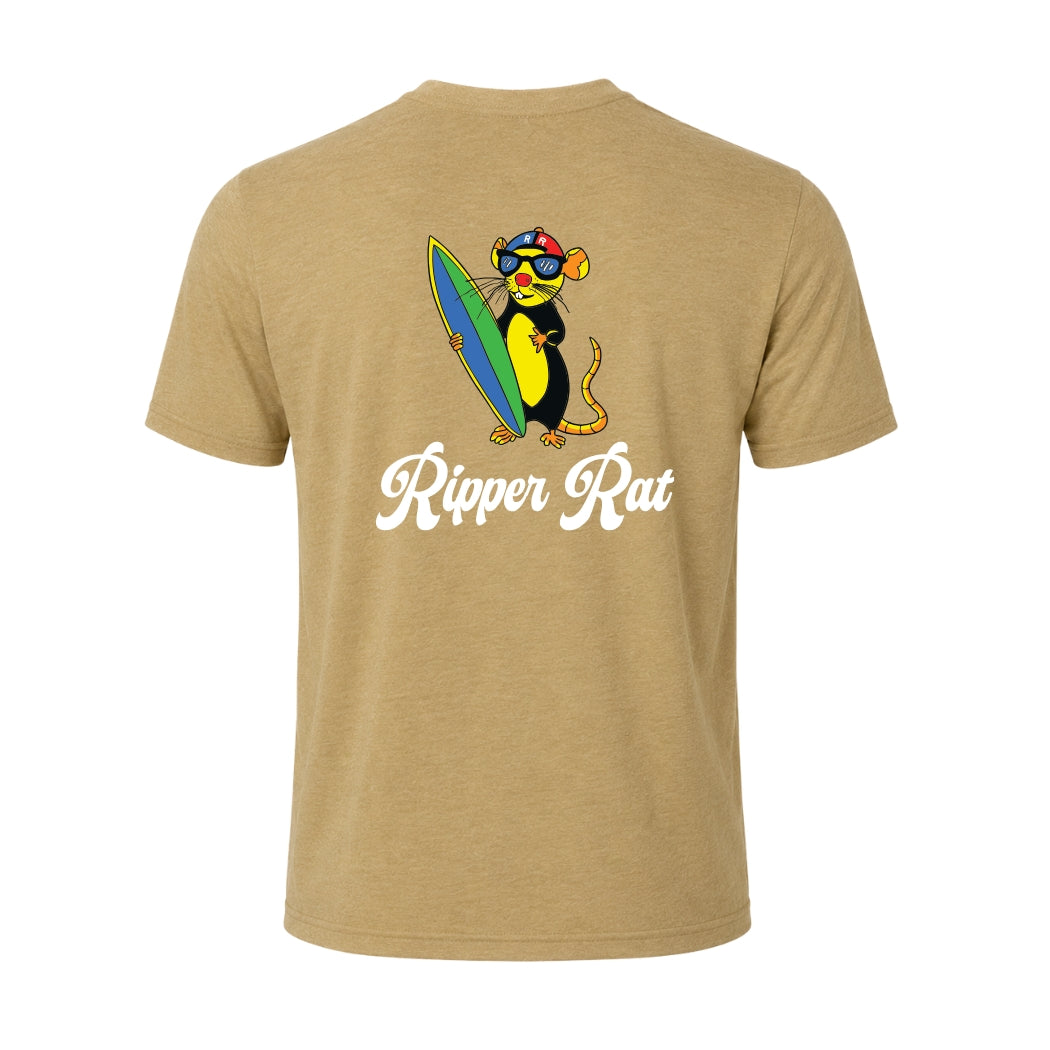 Black Surf Rat Brown Sugar Tee w/ White Text- Men