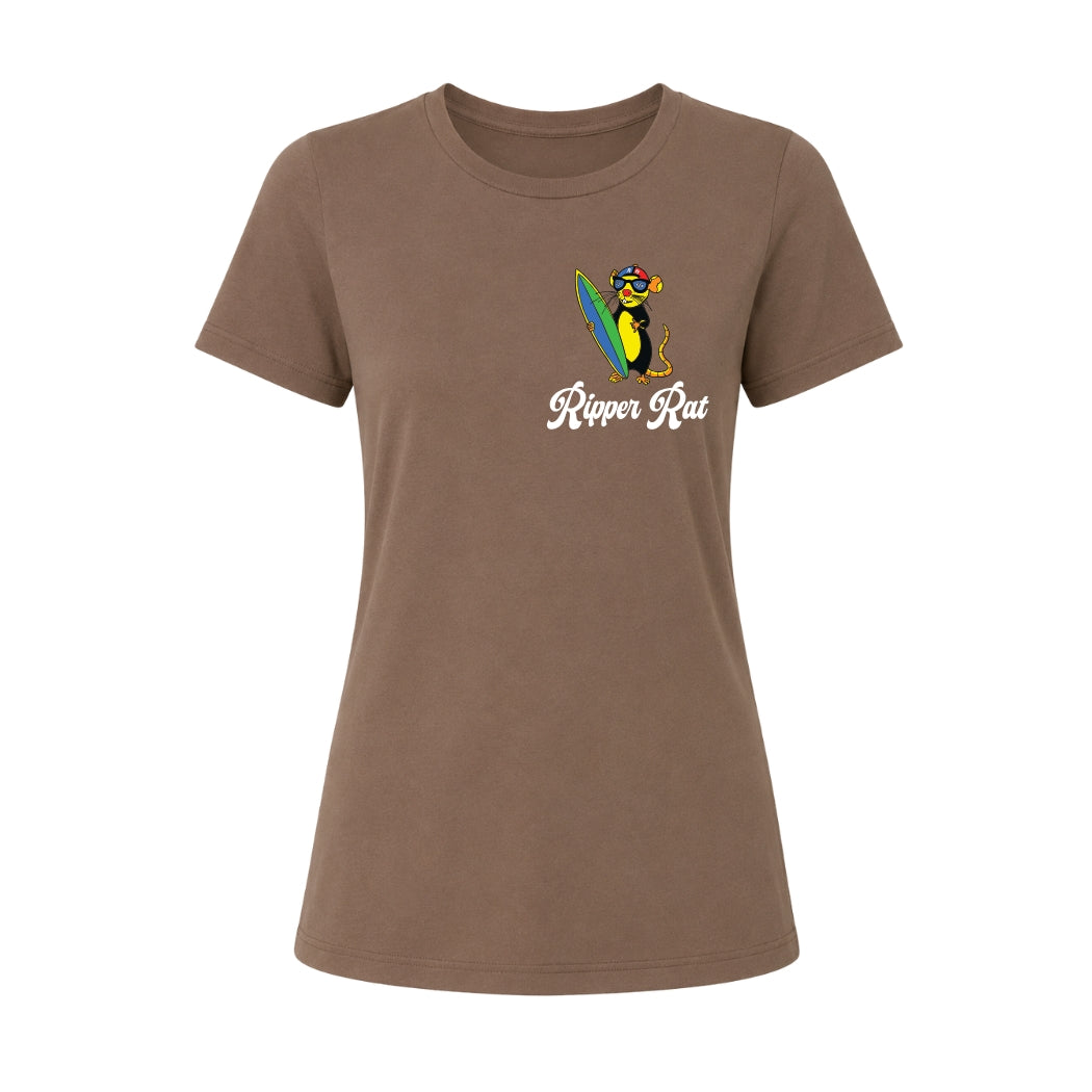 Black Surf Rat w/ White Text Vintage Brown - Women