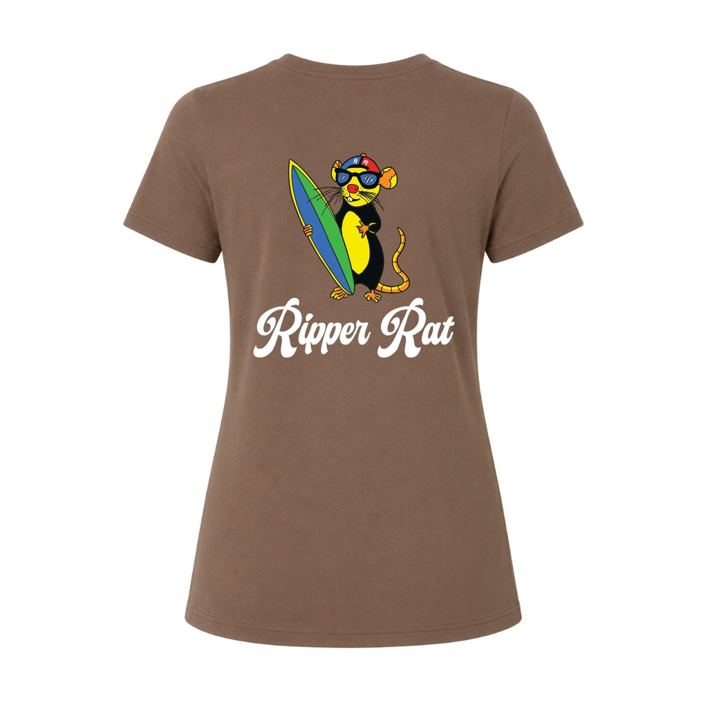 Black Surf Rat w/ White Text Vintage Brown - Women