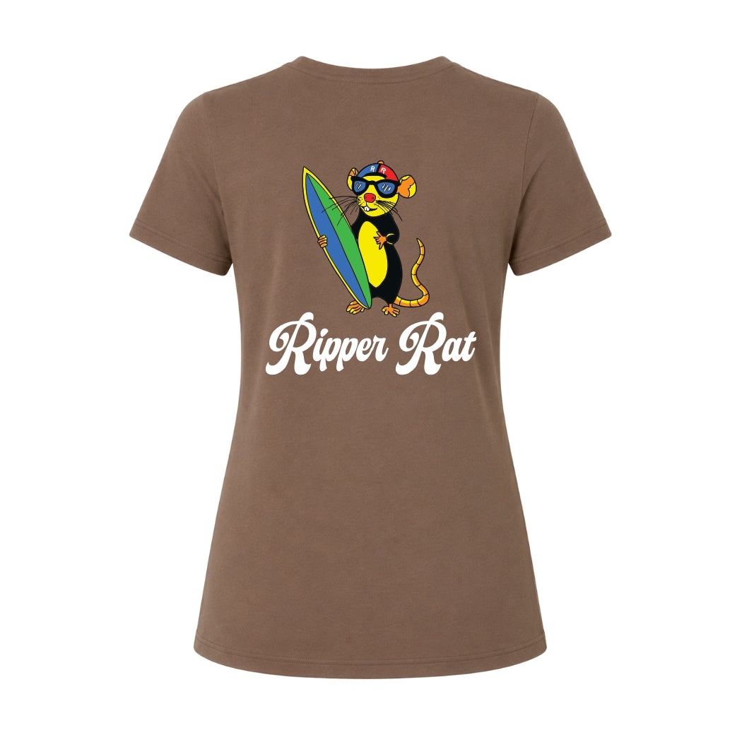 Black Surf Rat w/ White Text Vintage Brown - Women