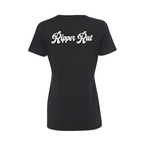 Grey Surf Rat Lg. Logo Front w/ White text  Black Tee - Women