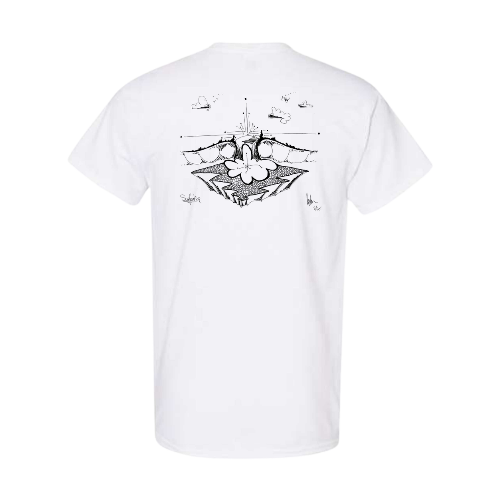 Men White Summer Wave T-shirt - Grey