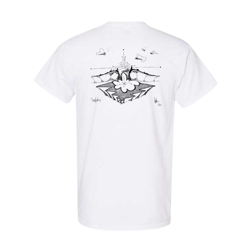 Men White Summer Wave T-shirt - Grey