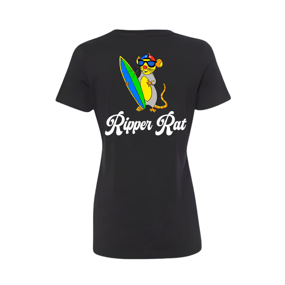 Ripper Rat Surfer Black Tee - Women