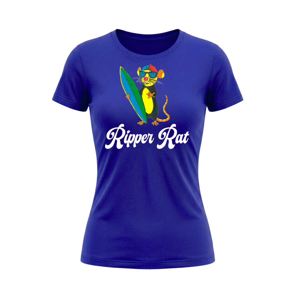 Ripper Rat Surfer Royal Blue Tee - Women