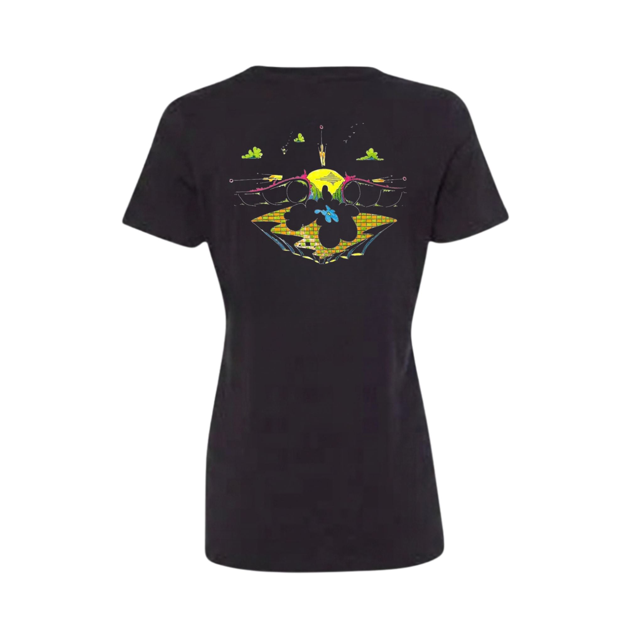 Women Black Summer Wave T-shirt - Yellow