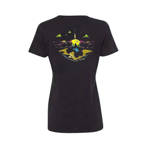 Women Black Summer Wave T-shirt - Yellow