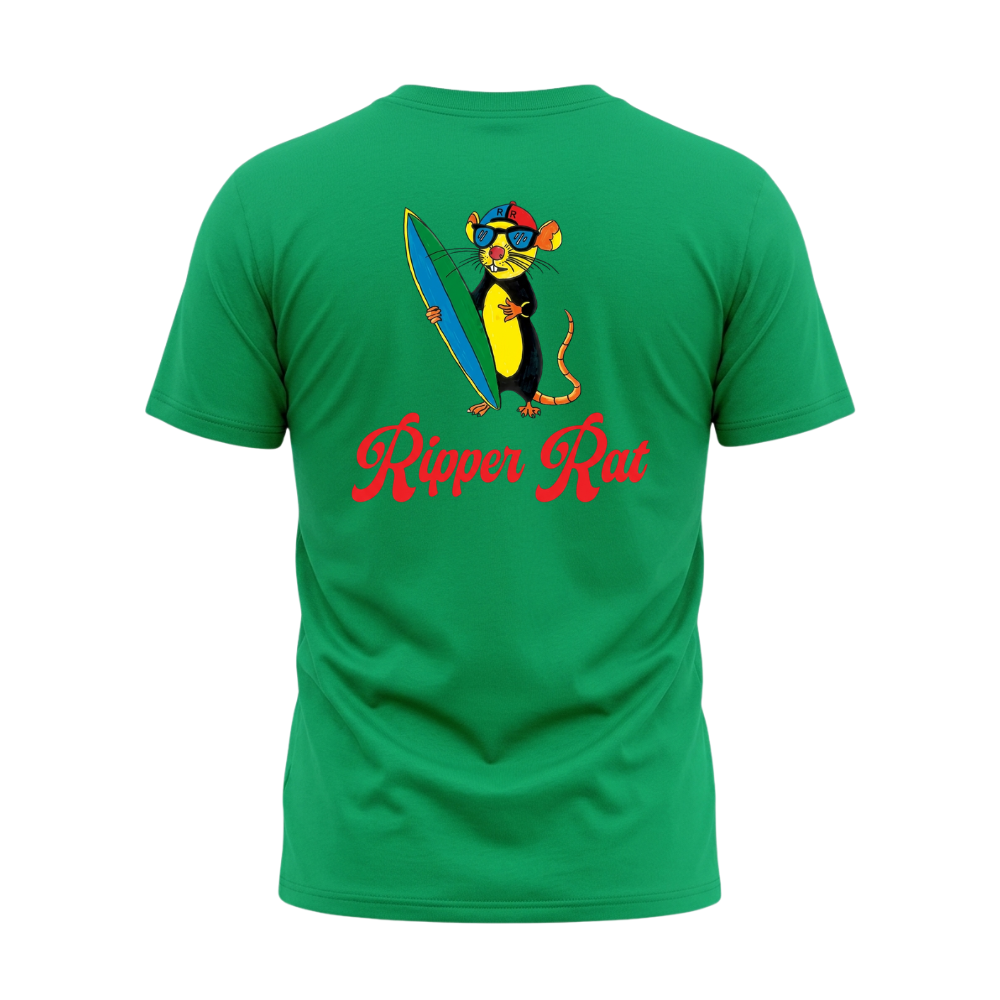 Ripper Rat Surfer Green Tee - Men