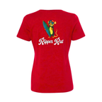 Black Surf Rat w/ White Text Red Tee - Women