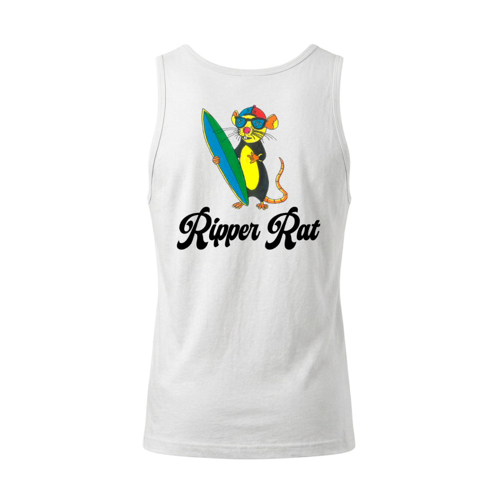 Ripper Rat Surfer Tank Top White - Men