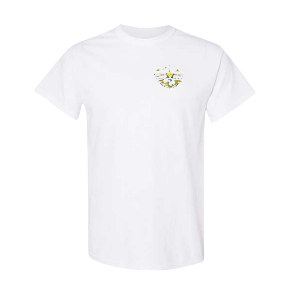 Men White Summer Wave T-shirt - Yellow