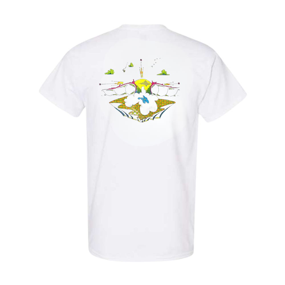 Men White Summer Wave T-shirt - Yellow