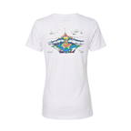 Women White Summer Wave T-shirt - Colored Logo