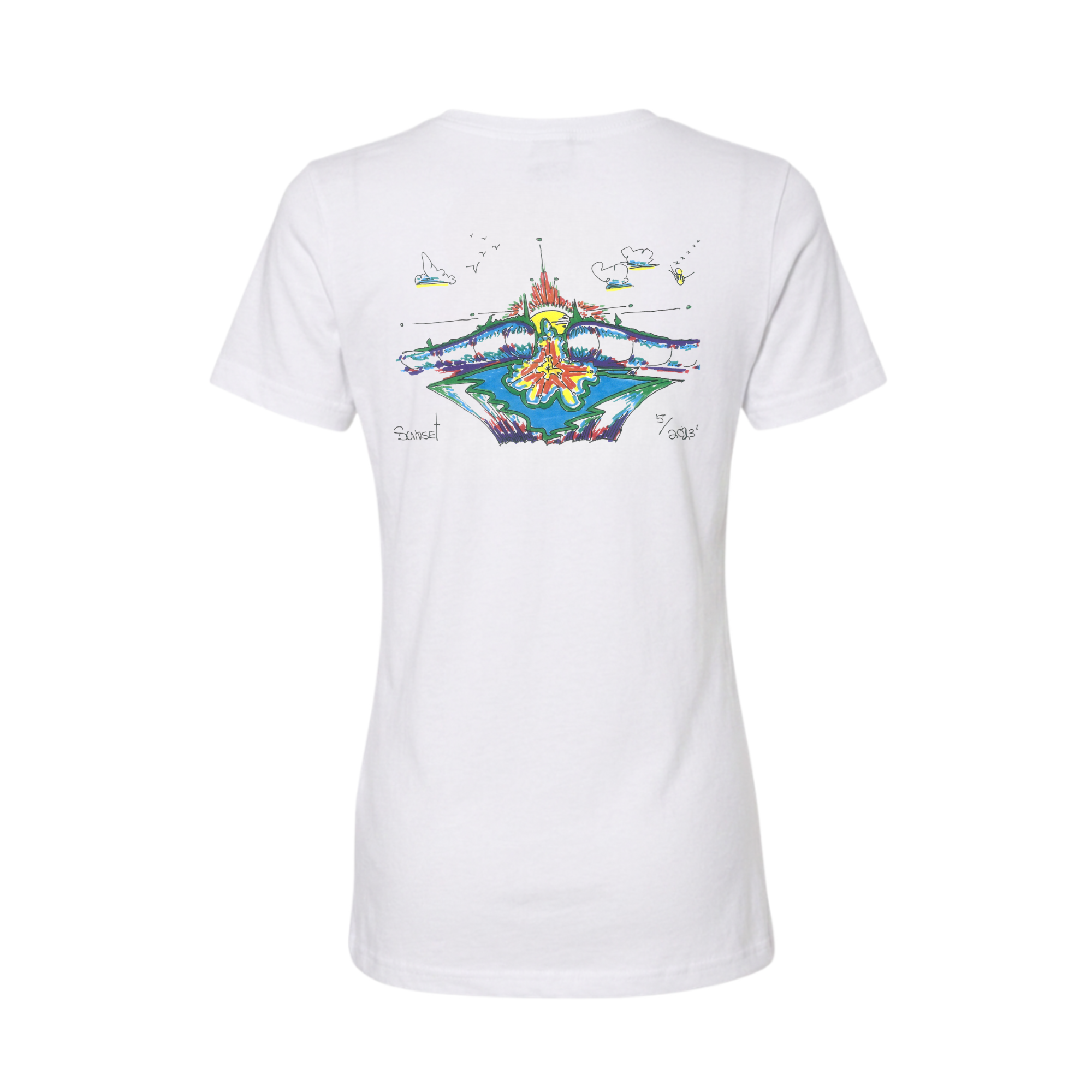 Women White Summer Wave T-shirt - Colored Logo
