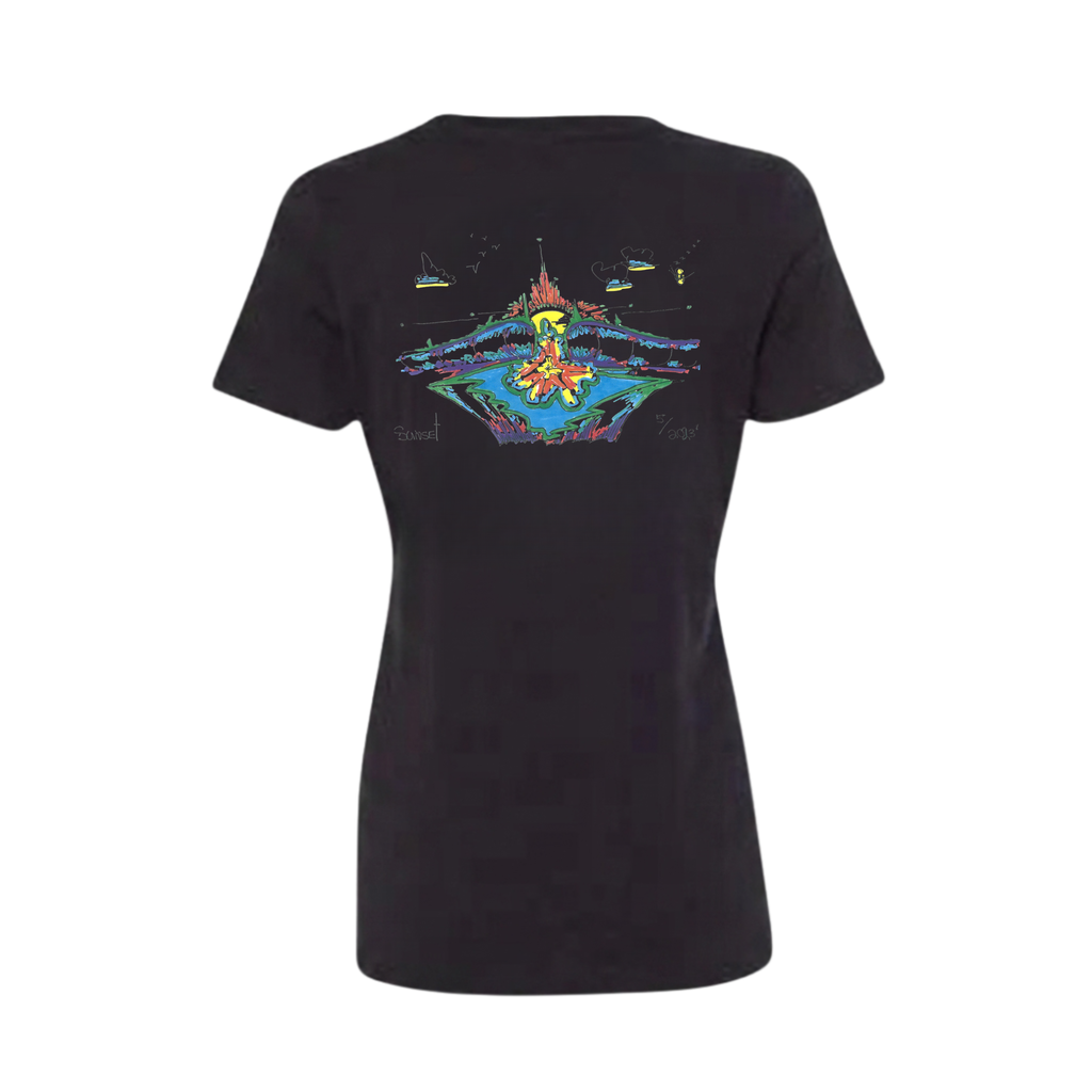 Women Black Summer Wave T-shirt - Colored Logo