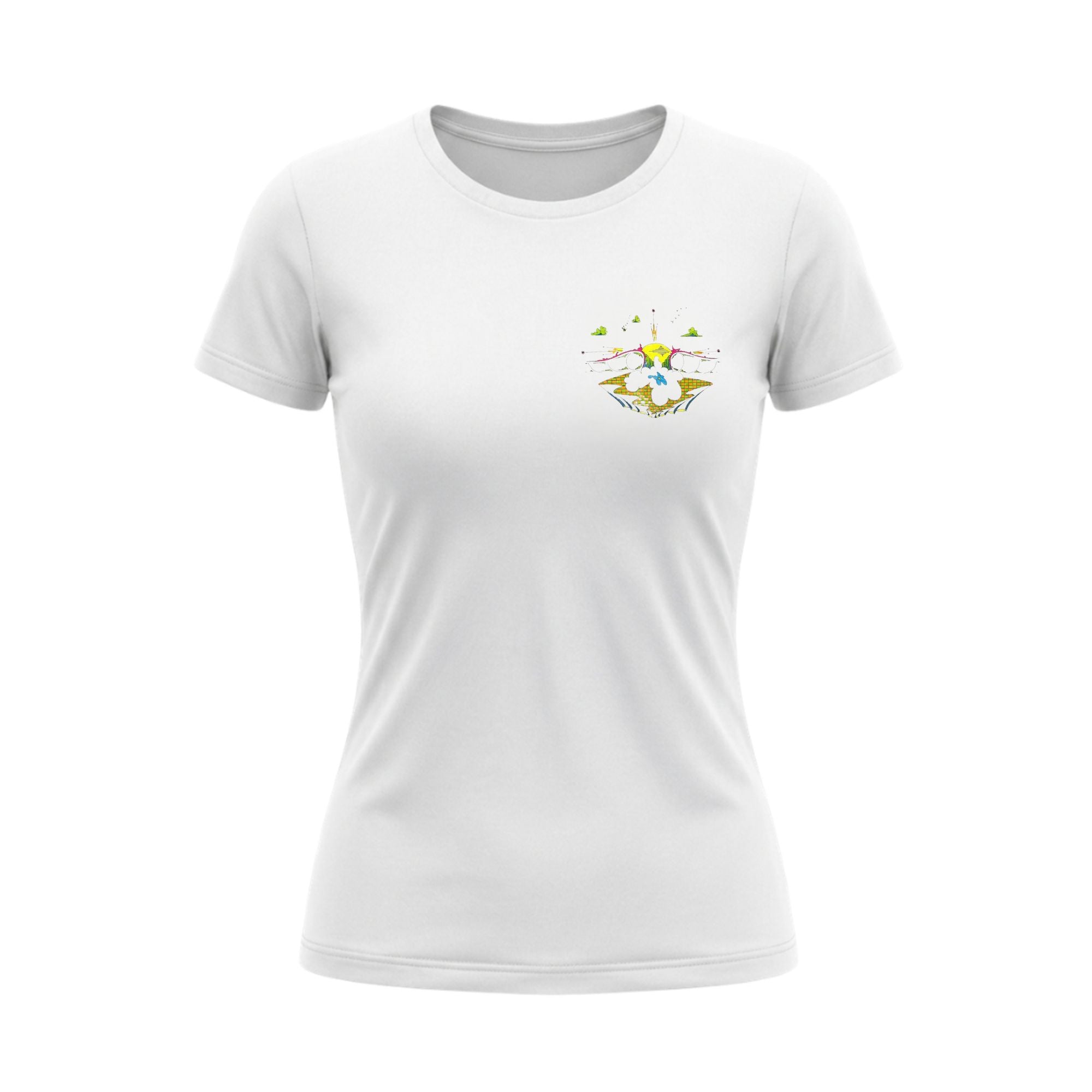 Women White Summer Wave T-shirt - Yellow