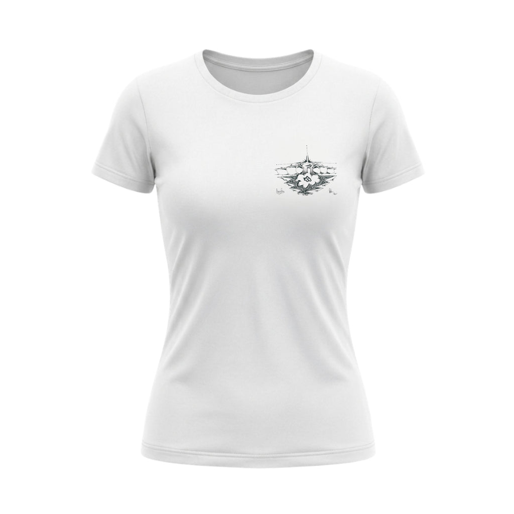 Women White Summer Wave T-shirt - Grey Logo