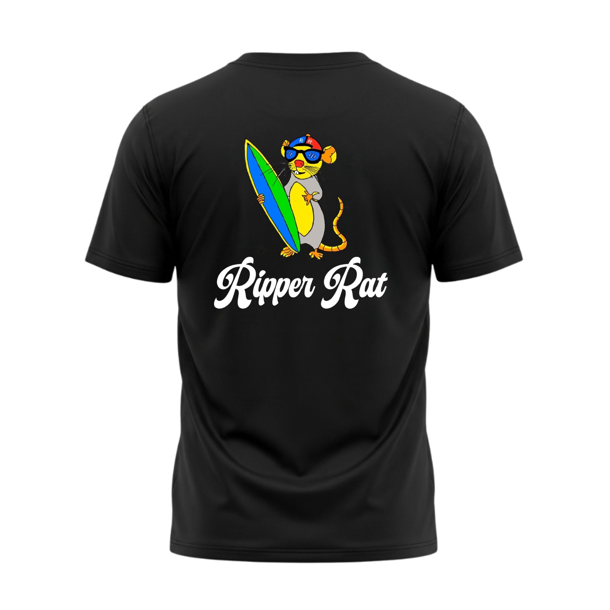 Ripper Rat Surfer Black Tee w/ White Logo - Men