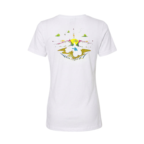 Women White Summer Wave T-shirt - Yellow
