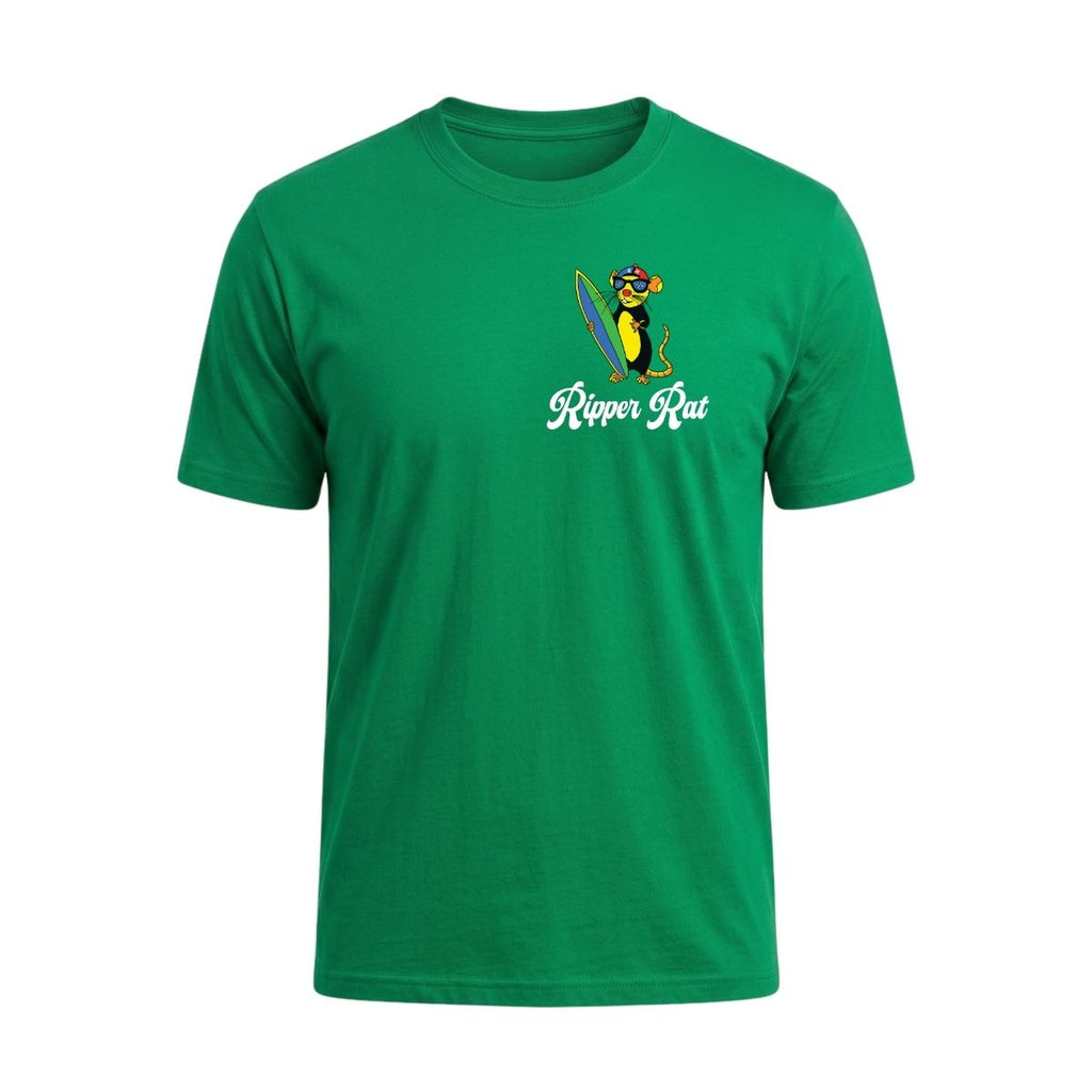 Black Surf Rat Green Tee w/ White Text- Men